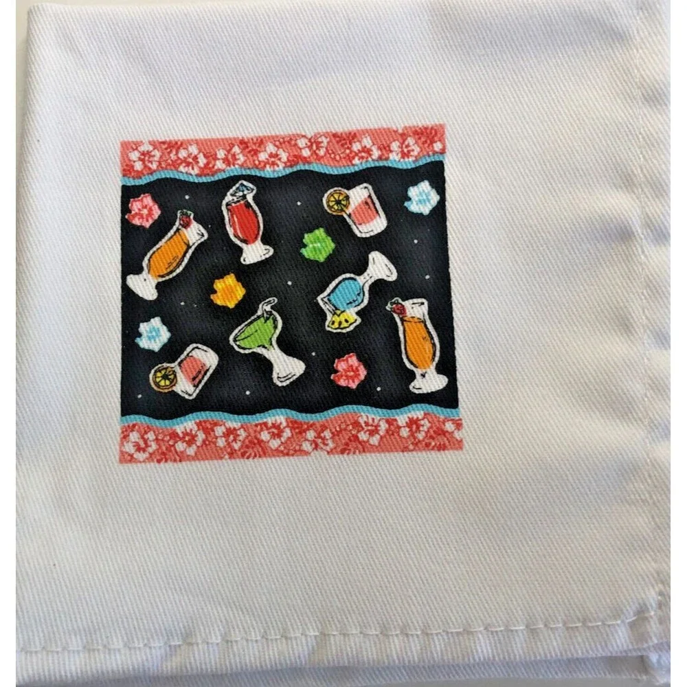 Ganz Cocktail Napkins Set of 4 White Cotton Cloth Bella Casa Cocktail BloodyMary